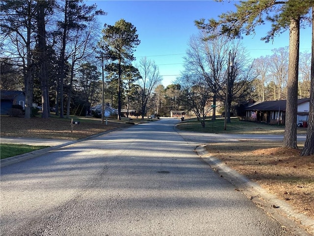 view of street featuring curbs