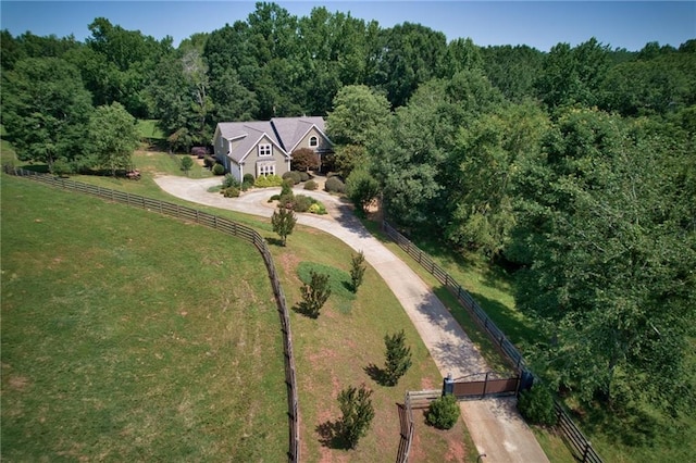 bird's eye view with a rural view