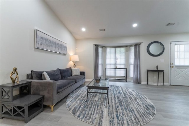 living room with hardwood / wood-style floors