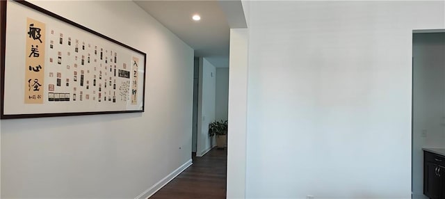 2962 Girard Ln, Duluth, GA 30097 - hallway with dark wood-style floors, recessed lighting, and baseboards