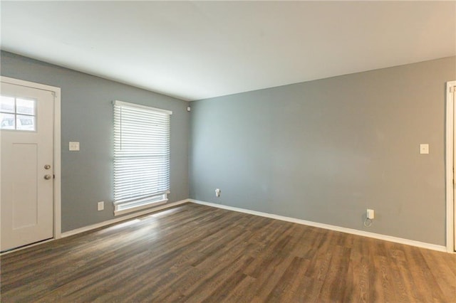 entrance foyer featuring plenty of natural light and dark wood-type flooring