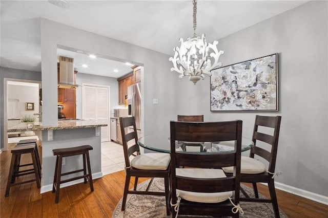 3408 Lake Pointe Cir, Roswell, GA 30075 - dining area with wood finished floors and a chandelier