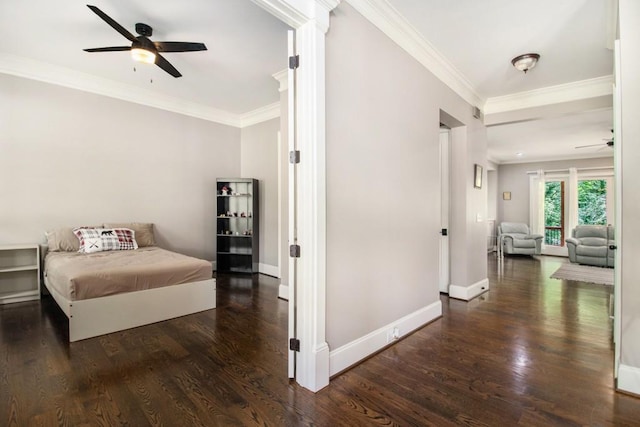 2638 Clairmont Rd, Atlanta, GA 30329 - bedroom featuring ornamental molding, dark wood finished floors, and ceiling fan