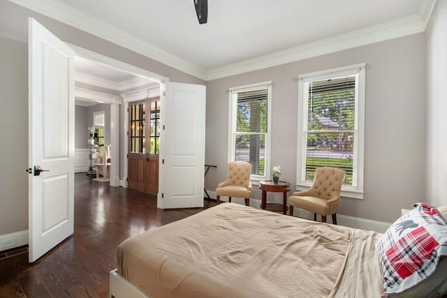 2638 Clairmont Rd, Atlanta, GA 30329 - bedroom with crown molding, wood finished floors, and a ceiling fan