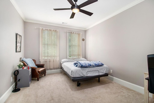 2638 Clairmont Rd, Atlanta, GA 30329 - carpeted bedroom with crown molding and ceiling fan