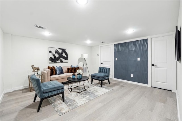 living room with light wood-type flooring