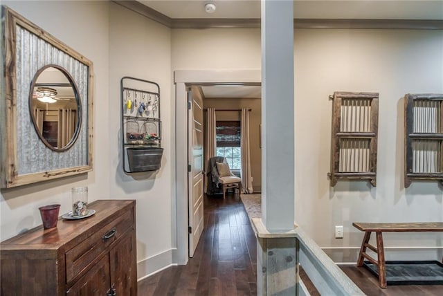 hall with dark hardwood / wood-style floors