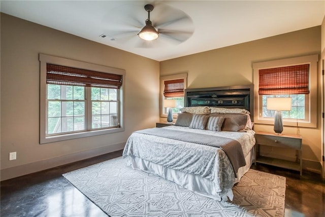 bedroom featuring ceiling fan