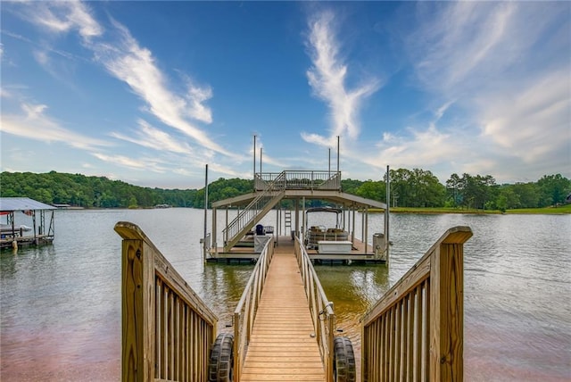 view of dock featuring a water view