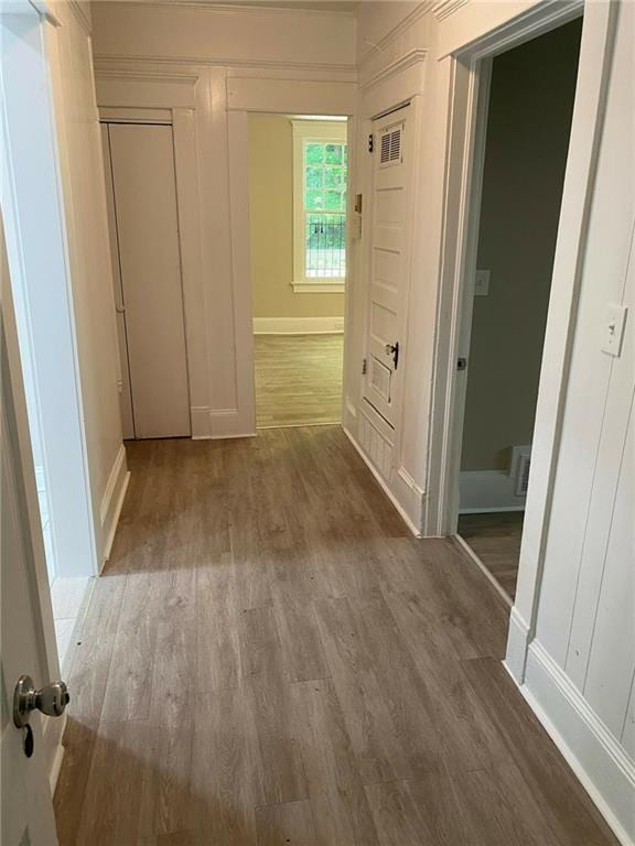 hall featuring hardwood / wood-style flooring