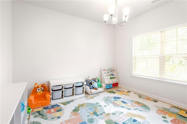 187 Lyndhurst Dr, Bethlehem, GA 30620 - game room featuring a chandelier and baseboards