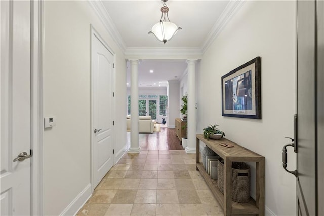 3280 Stillhouse Ln SE Unit 212, Atlanta, GA 30339 - corridor featuring decorative columns, crown molding, and baseboards