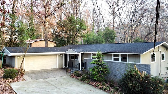 single story home with a garage