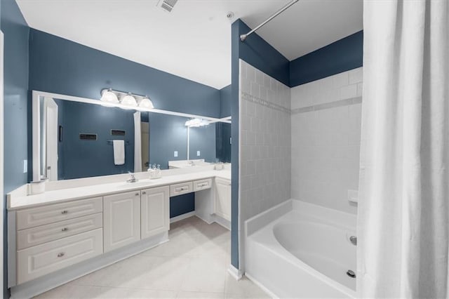 3334 Peachtree Rd NE Unit 608, Atlanta, GA 30326 - full bathroom with vanity, tile patterned floors, and washtub / shower combination