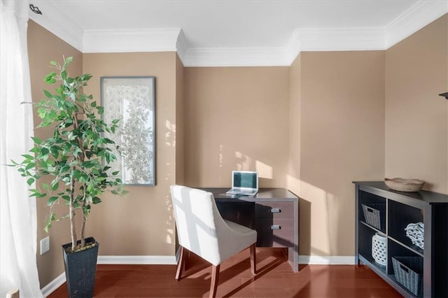 3334 Peachtree Rd NE Unit 608, Atlanta, GA 30326 - office area featuring ornamental molding, wood finished floors, and baseboards