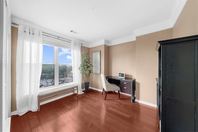 3334 Peachtree Rd NE Unit 608, Atlanta, GA 30326 - office with crown molding, baseboards, and wood finished floors