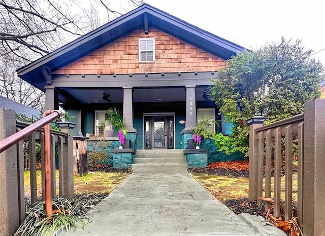 view of front facade featuring covered porch