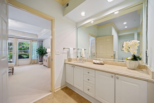 bathroom with tile patterned floors, ornamental molding, shower with separate bathtub, and toilet