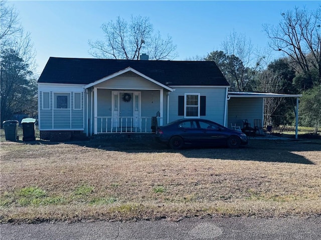 view of front facade with a carport and a porch