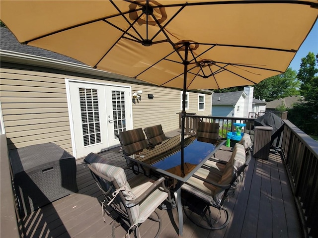 10475 Willow Meadow Cir, Alpharetta, GA 30022 - wooden terrace featuring outdoor dining area and french doors