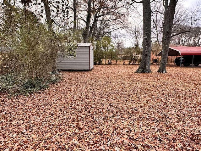 view of yard with an outbuilding and a carport