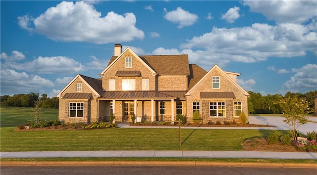 view of front facade with a front yard