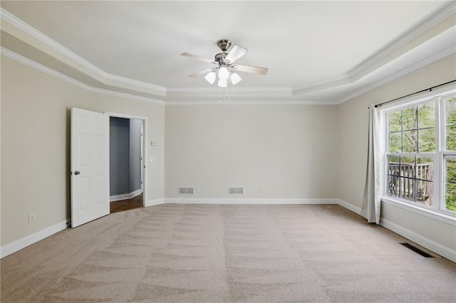 336 Toto Dr, Dawsonville, GA 30534 - spare room featuring a ceiling fan, visible vents, carpet, and a tray ceiling