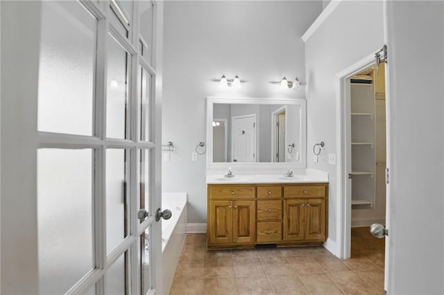 336 Toto Dr, Dawsonville, GA 30534 - full bathroom with a bath, tile patterned flooring, a sink, and double vanity