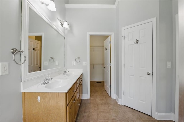 336 Toto Dr, Dawsonville, GA 30534 - full bath with baseboards, tile patterned flooring, double vanity, and a sink