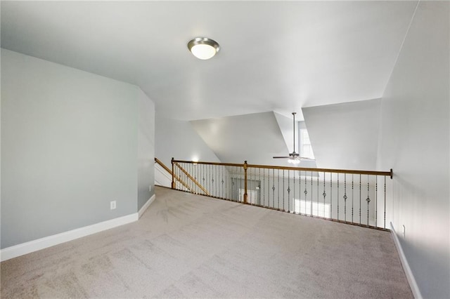 336 Toto Dr, Dawsonville, GA 30534 - bonus room featuring a ceiling fan, carpet flooring, vaulted ceiling, and baseboards