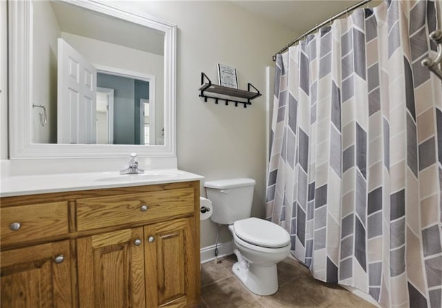 336 Toto Dr, Dawsonville, GA 30534 - bathroom featuring tile patterned floors, curtained shower, toilet, and vanity