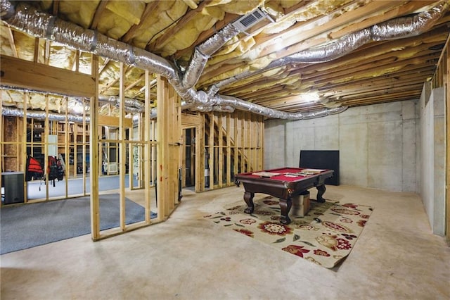 336 Toto Dr, Dawsonville, GA 30534 - unfinished basement featuring billiards and visible vents