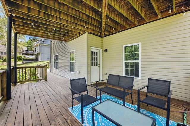 336 Toto Dr, Dawsonville, GA 30534 - wooden terrace featuring outdoor lounge area
