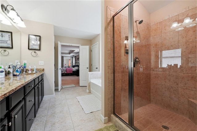 915 Elmsbrook Ln, Alpharetta, GA 30004 - full bathroom featuring ensuite bath, vanity, a shower stall, and a garden tub