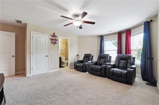 915 Elmsbrook Ln, Alpharetta, GA 30004 - carpeted cinema room featuring a ceiling fan and baseboards