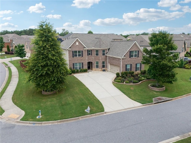 915 Elmsbrook Ln, Alpharetta, GA 30004 - view of front of home featuring driveway, a residential view, a front lawn, and brick siding