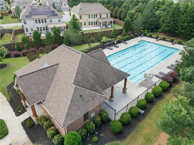 915 Elmsbrook Ln, Alpharetta, GA 30004 - aerial perspective of suburban area featuring a pool