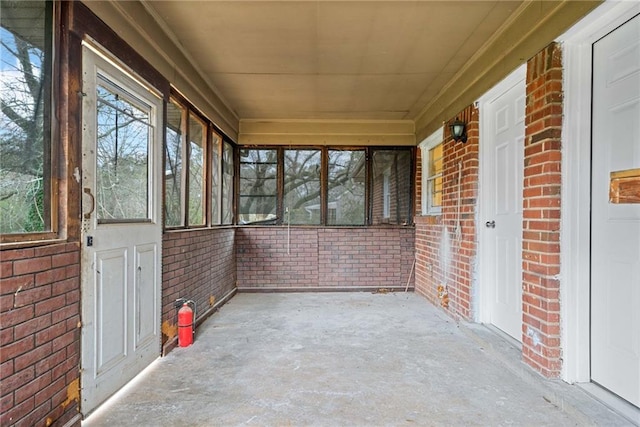 view of unfurnished sunroom