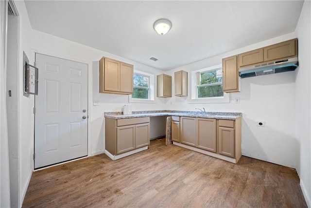 kitchen featuring sink and light hardwood / wood-style flooring