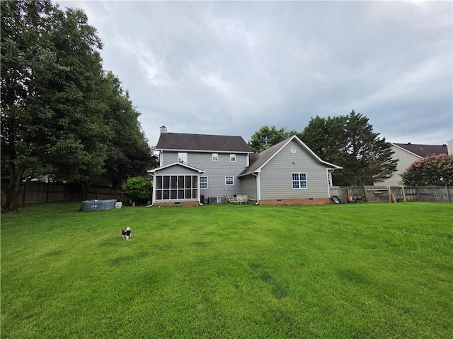 77 Ben W Dr, Cedartown, GA 30125 - rear view of house featuring a sunroom, a chimney, and crawl space