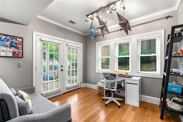 1912 Hosea L Williams Dr NE Unit 1, Atlanta, GA 30317 - home office with french doors, light wood-style flooring, crown molding, and baseboards