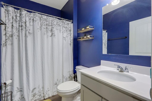 6721 Moondancer Ct, Flowery Branch, GA 30542 - full bath featuring toilet, vanity, and curtained shower