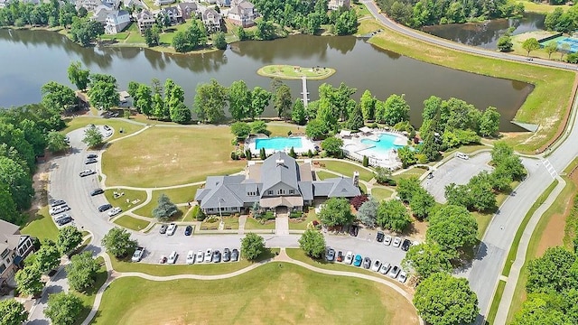 6721 Moondancer Ct, Flowery Branch, GA 30542 - aerial overview of property's location featuring a large body of water and a pool
