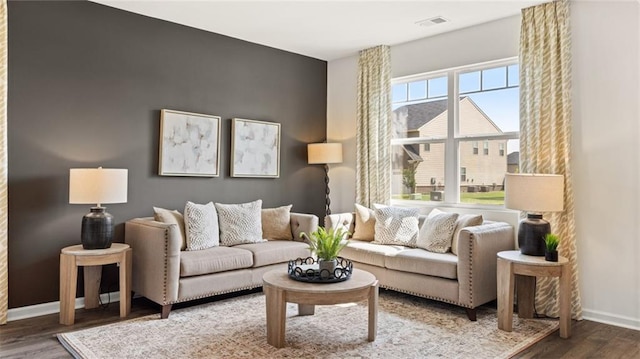 living room featuring hardwood / wood-style floors