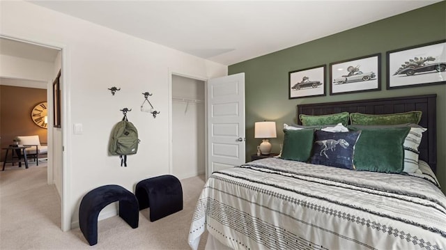 carpeted bedroom featuring a closet