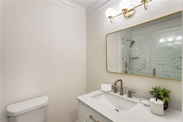 1634 Ponce De Leon Ave Unit 107, Atlanta, GA 30307 - full bath with a shower stall, toilet, crown molding, and vanity