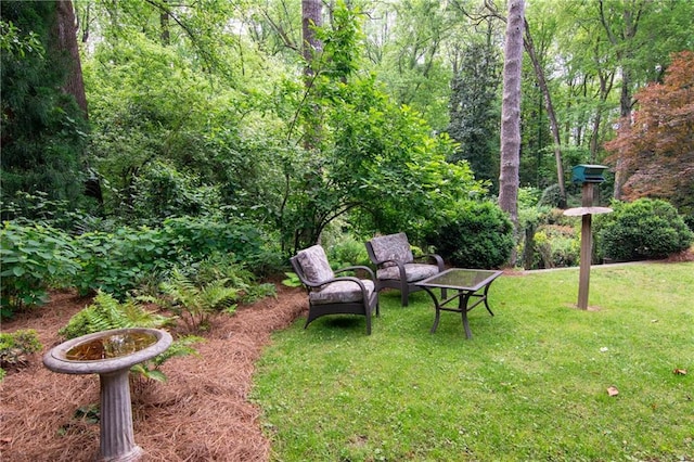 view of yard featuring a view of trees