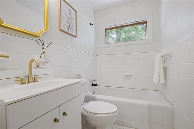 3357 Pretty Branch Dr SE, Smyrna, GA 30080 - full bathroom featuring vanity, toilet, a tub, and tile walls