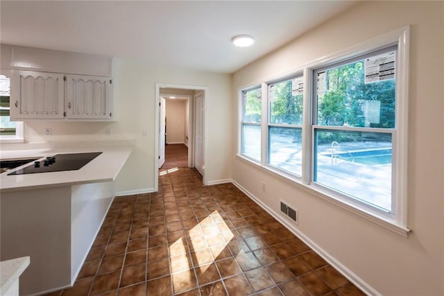 kitchen featuring white cabinetry, black electric cooktop, and plenty of natural light