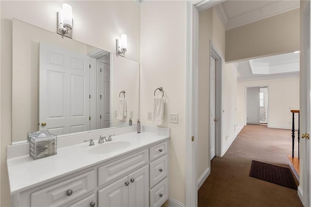 4720 Cliffside Ct, Marietta, GA 30067 - bathroom featuring crown molding, vanity, and baseboards